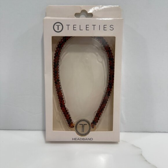 Teleties Spiral Headband Hair Tie Stretch Brown Tortoise Shell Look Sports NEW - Picture 2 of 4
